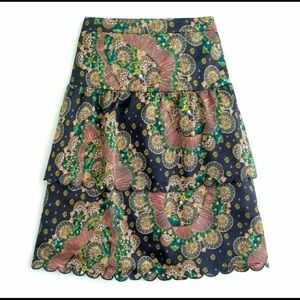 Jcrew point sur scalloped tiered skirt